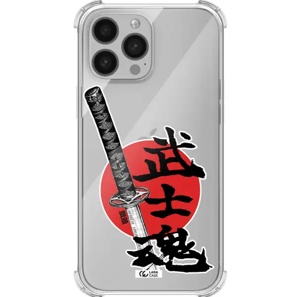a sword with a red circle and hieroglyph Apple iPhone 13 Pro Max Clear PC Case