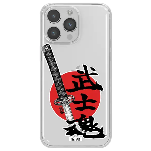a sword with a red circle and hieroglyph Apple iPhone 14 pro max Clear TPU Case