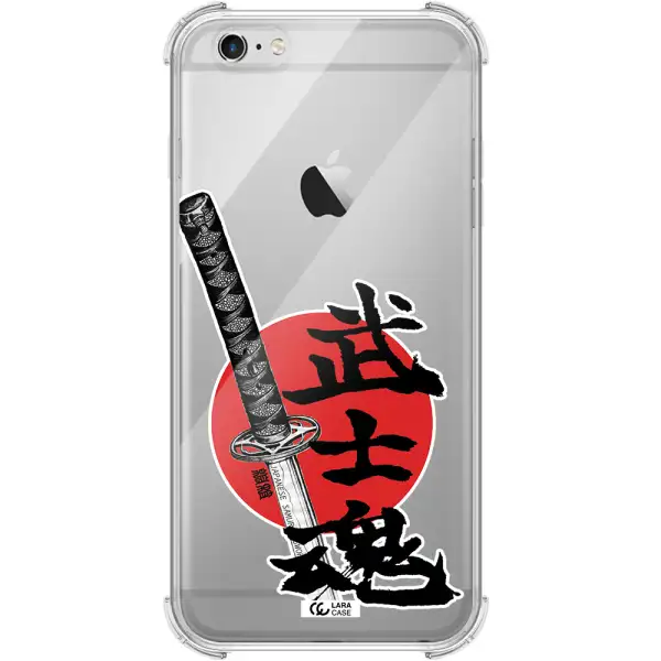 a sword with a red circle and hieroglyph Apple iPhone 6 plus Clear PC Case