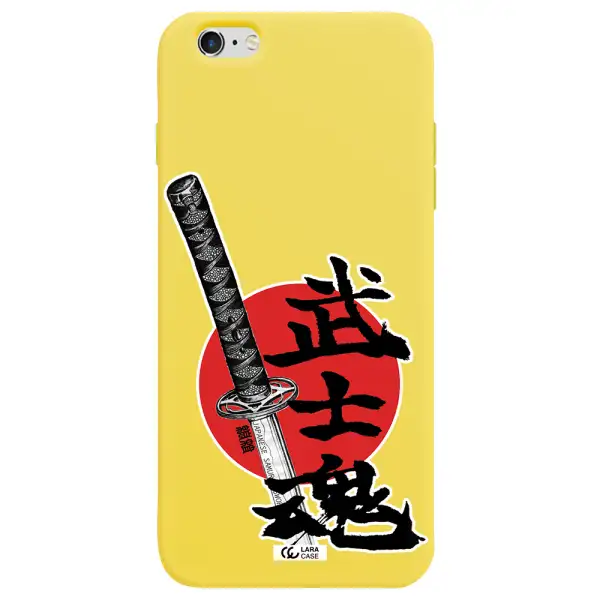 a sword with a red circle and hieroglyph Apple iPhone 6 s plus Silicone canary yellow Case