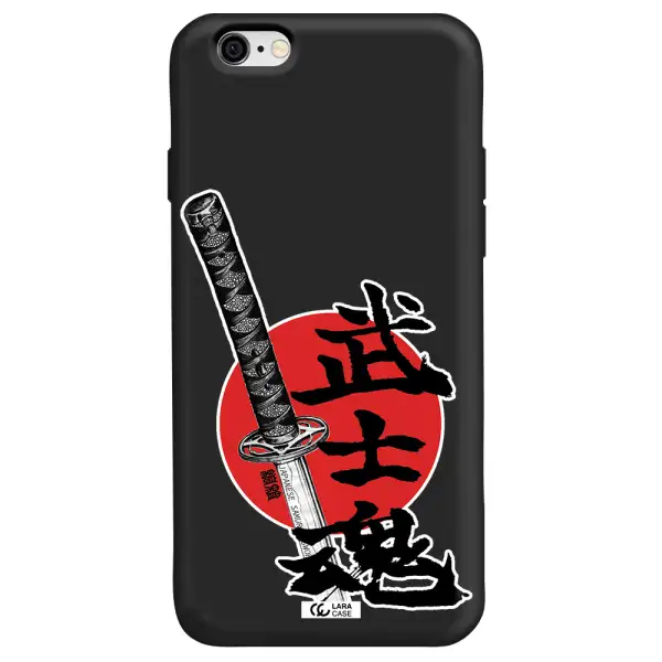 a sword with a red circle and hieroglyph Apple iPhone 6 Silicone black Case
