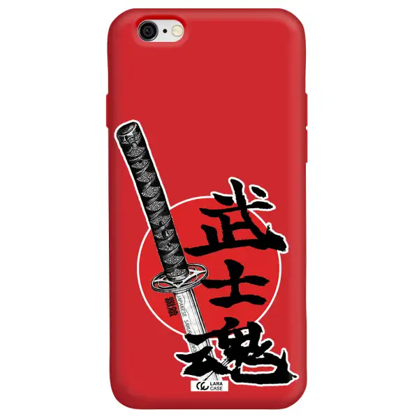 a sword with a red circle and hieroglyph Apple iPhone 6 Silicone Imperial Red Case