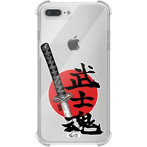 a sword with a red circle and hieroglyph Apple iPhone 8 plus Clear PC Case