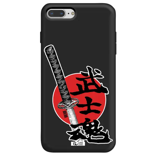 a sword with a red circle and hieroglyph Apple iPhone 8 plus Silicone black Case