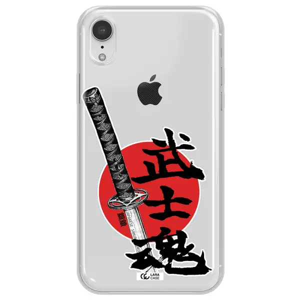 a sword with a red circle and hieroglyph Apple iPhone XR Clear TPU Case