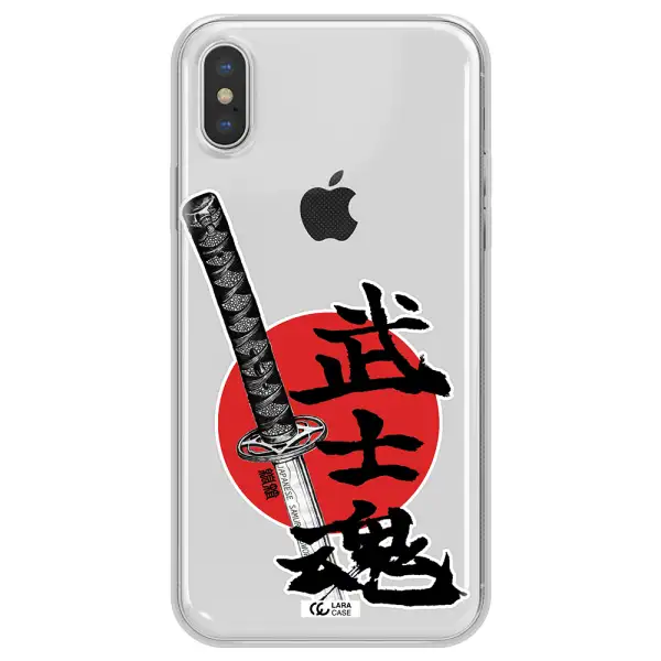 a sword with a red circle and hieroglyph Apple iPhone XS max Clear TPU Case