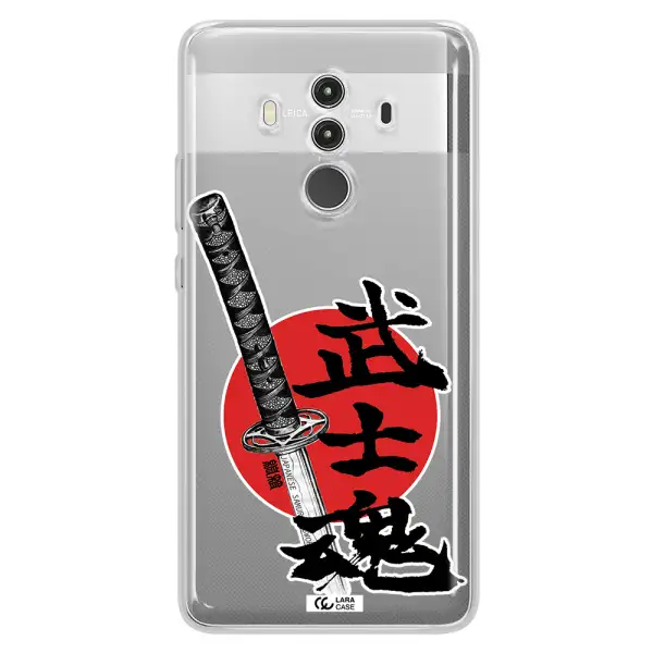 a sword with a red circle and hieroglyph Huawei Mate 10 Clear TPU Case