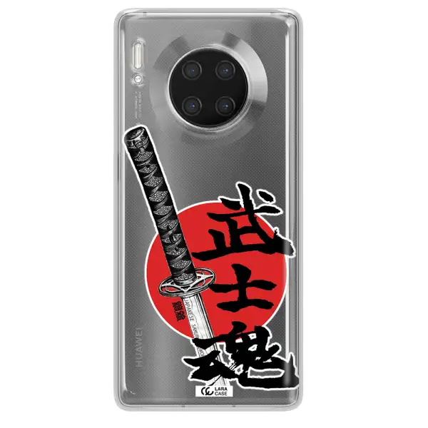 a sword with a red circle and hieroglyph Huawei Mate 30 Pro Clear TPU Case