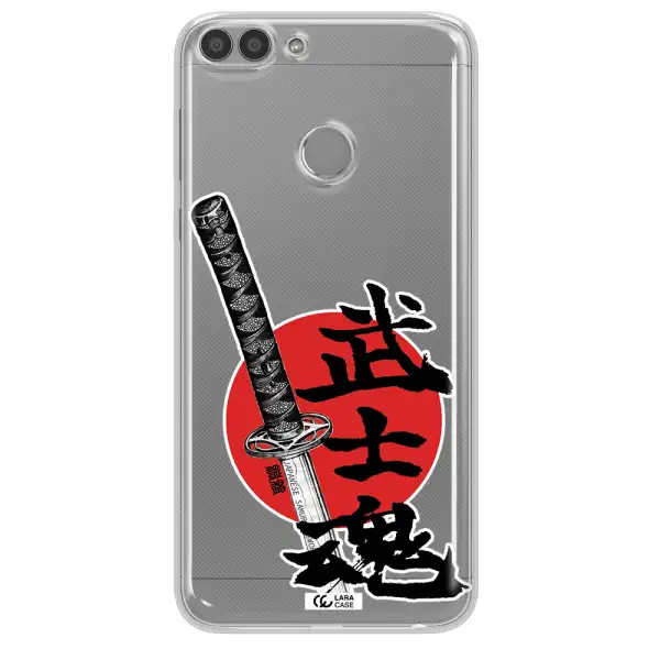 a sword with a red circle and hieroglyph Huawei P Smart 2017 Clear TPU Case