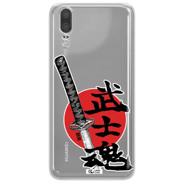 a sword with a red circle and hieroglyph Huawei P20 Clear TPU Case