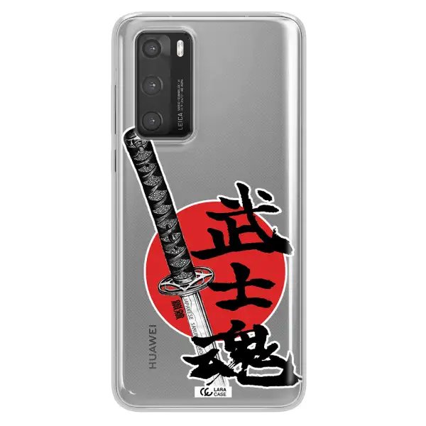 a sword with a red circle and hieroglyph Huawei P40 Clear TPU Case