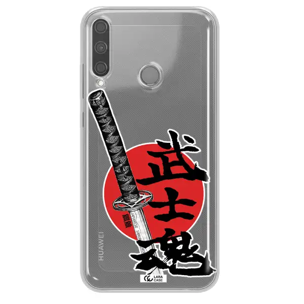 a sword with a red circle and hieroglyph Huawei P40 Lite E Clear TPU Case
