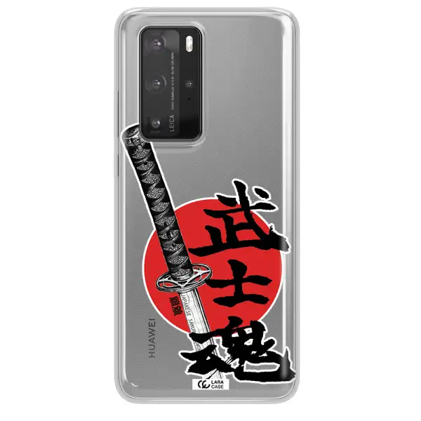 a sword with a red circle and hieroglyph Huawei P40 Pro Clear TPU Case