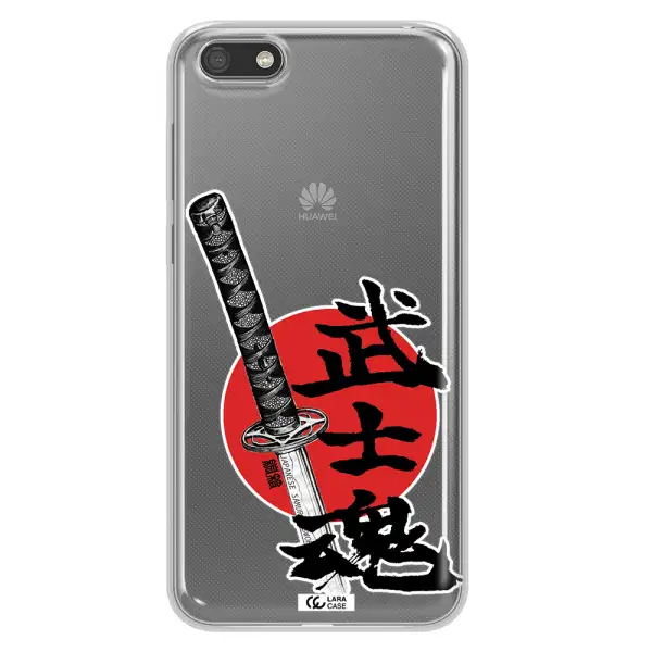 a sword with a red circle and hieroglyph Huawei Y5 2018 Clear TPU Case