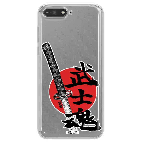 a sword with a red circle and hieroglyph Huawei Y6 2018 Clear TPU Case