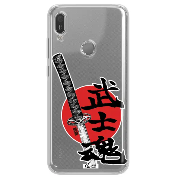 a sword with a red circle and hieroglyph Huawei Y6 2019 Clear TPU Case