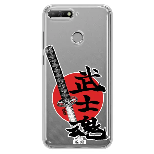 a sword with a red circle and hieroglyph Huawei Y6 Prime 2018 Clear TPU Case