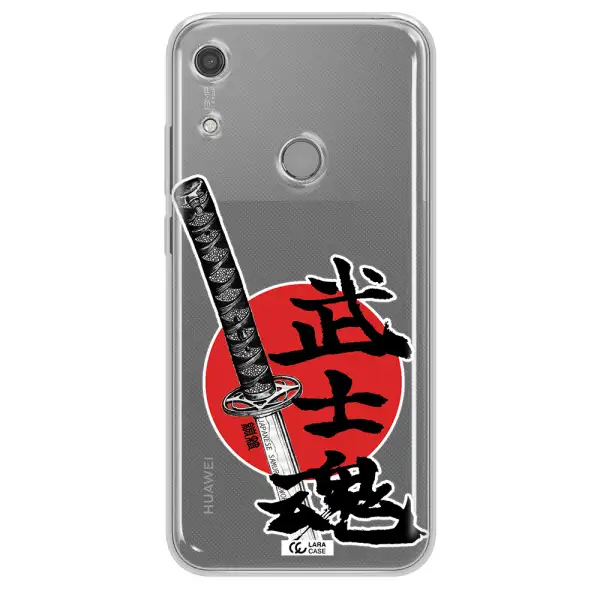 a sword with a red circle and hieroglyph Huawei Y6S Clear TPU Case