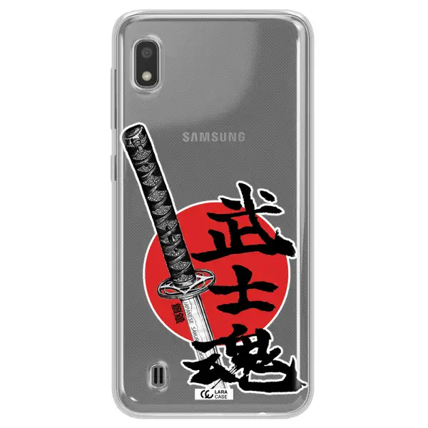 a sword with a red circle and hieroglyph Samsung A10 Clear TPU Case