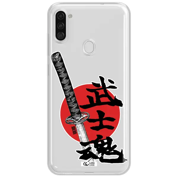 a sword with a red circle and hieroglyph Samsung A11 Clear TPU Case