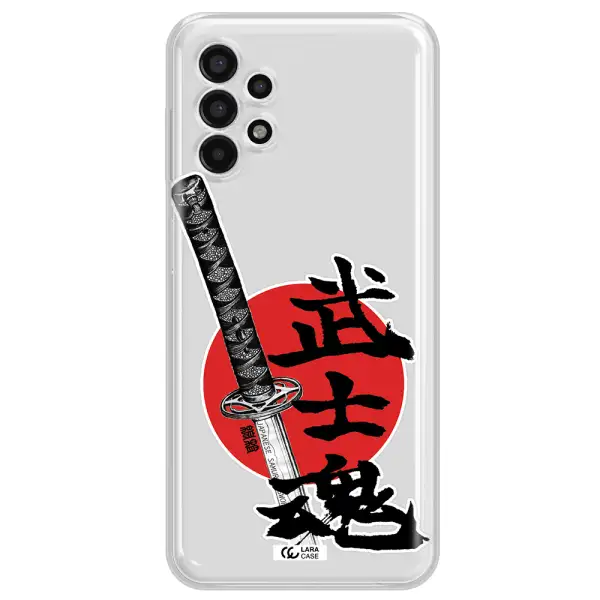 a sword with a red circle and hieroglyph Samsung A13 4g Clear TPU Case