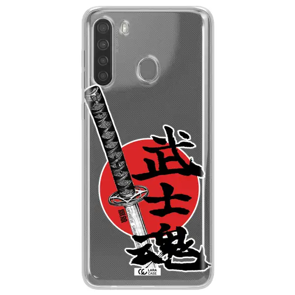 a sword with a red circle and hieroglyph Samsung A21 Clear TPU Case