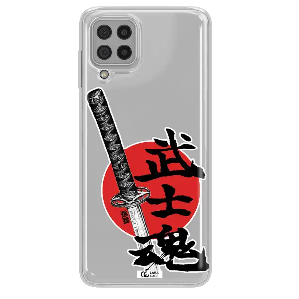 a sword with a red circle and hieroglyph Samsung A22 4g Clear TPU Case