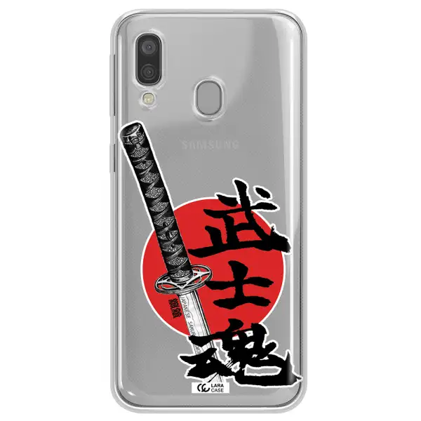 a sword with a red circle and hieroglyph Samsung A40 Clear TPU Case