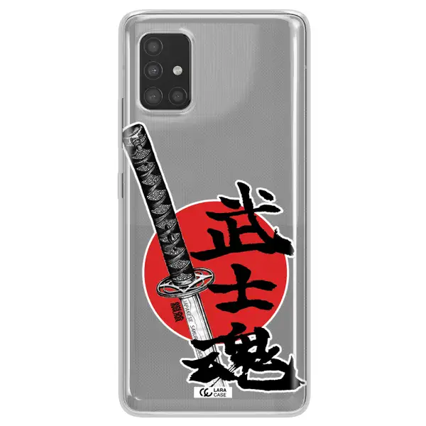 a sword with a red circle and hieroglyph Samsung A51 Clear TPU Case