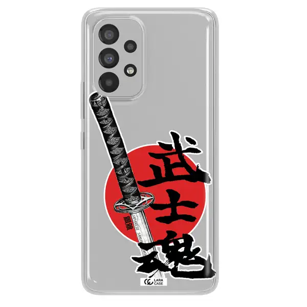 a sword with a red circle and hieroglyph Samsung A53 Clear TPU Case