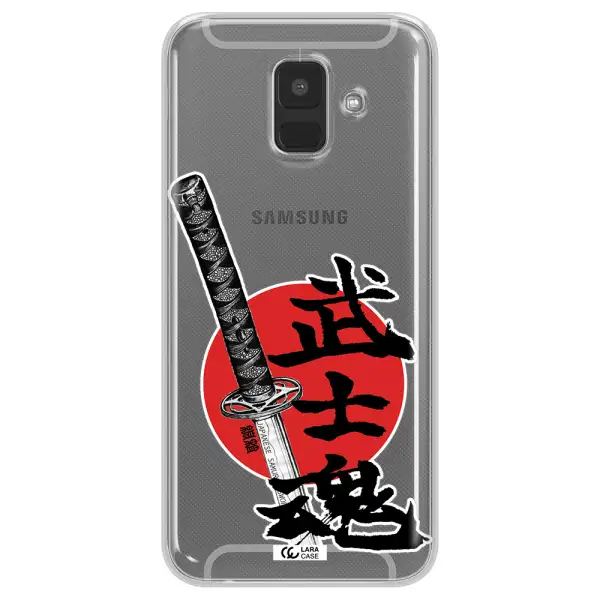 a sword with a red circle and hieroglyph Samsung A6 Clear TPU Case