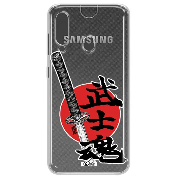 a sword with a red circle and hieroglyph Samsung A60 Clear TPU Case