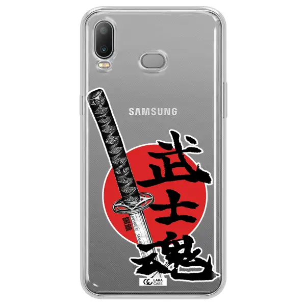 a sword with a red circle and hieroglyph Samsung A6S Clear TPU Case