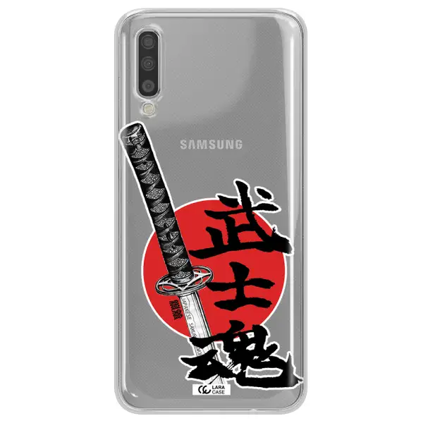 a sword with a red circle and hieroglyph Samsung A70 Clear TPU Case