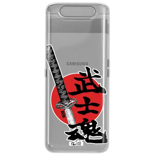 a sword with a red circle and hieroglyph Samsung A80 Clear TPU Case