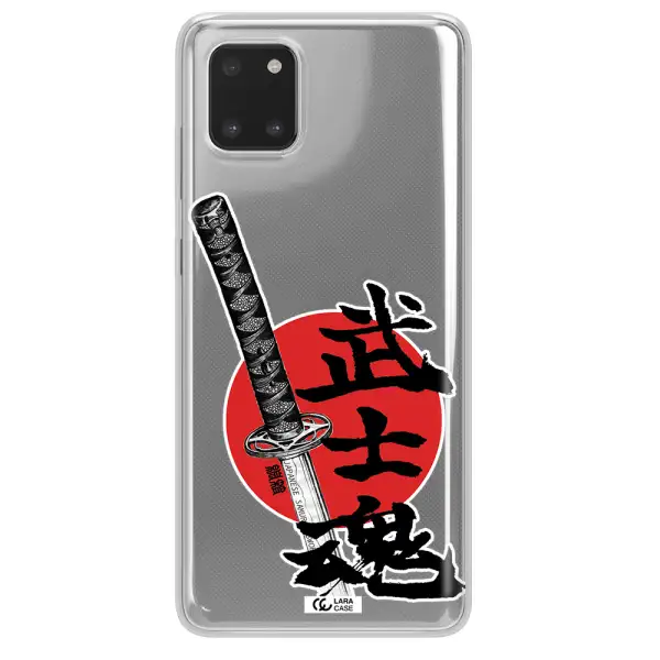 a sword with a red circle and hieroglyph Samsung A81 Clear TPU Case