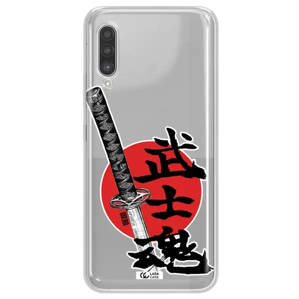 a sword with a red circle and hieroglyph Samsung A90 Clear TPU Case