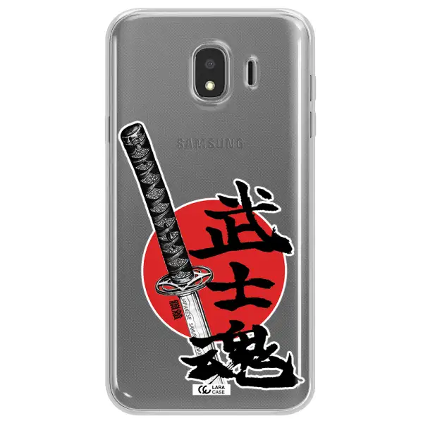 a sword with a red circle and hieroglyph Samsung J4 Clear TPU Case