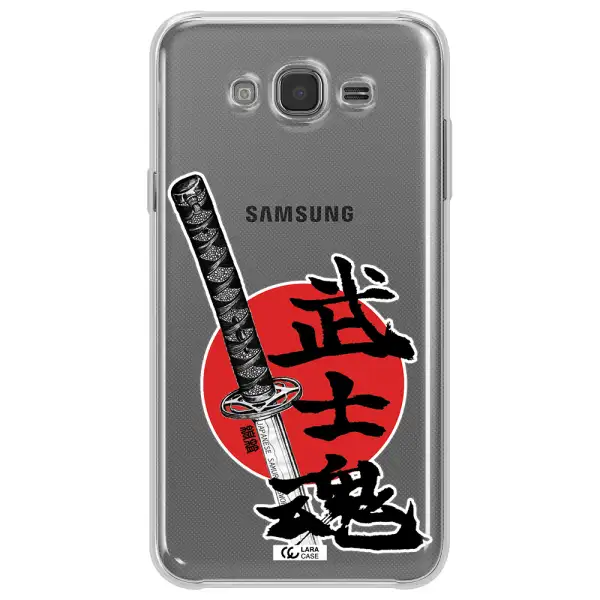 a sword with a red circle and hieroglyph Samsung J7 2015 Clear TPU Case