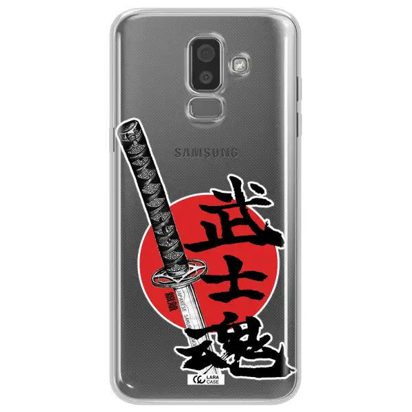 a sword with a red circle and hieroglyph Samsung J8 Clear TPU Case