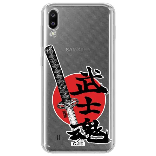 a sword with a red circle and hieroglyph Samsung M10 Clear TPU Case