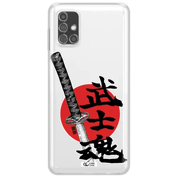 a sword with a red circle and hieroglyph Samsung M31S Clear TPU Case