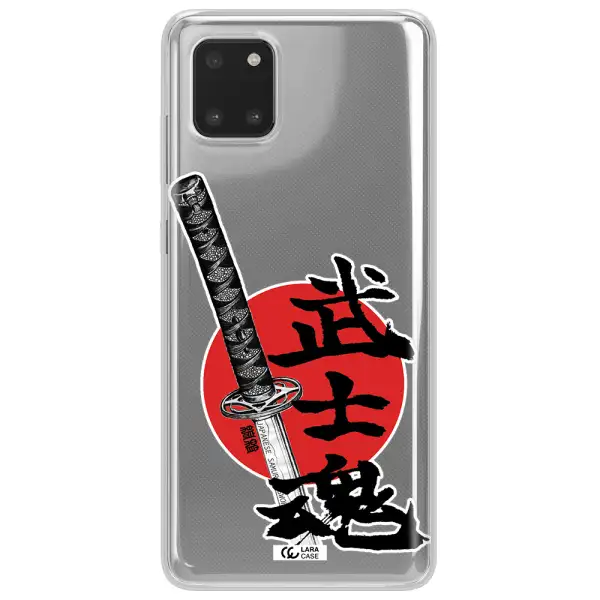 a sword with a red circle and hieroglyph Samsung Note 10 Lite Clear TPU Case