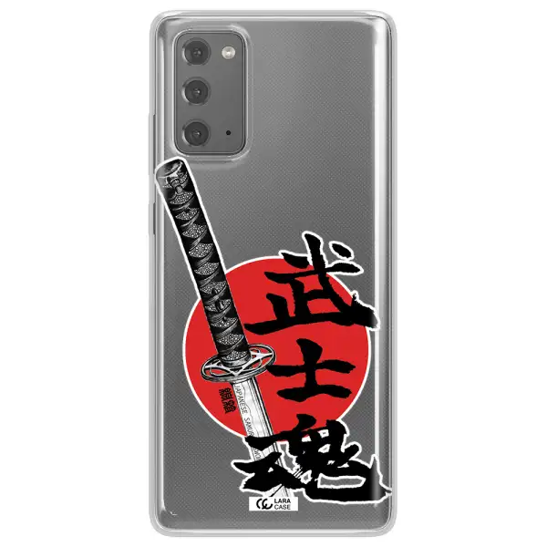 a sword with a red circle and hieroglyph Samsung Note 20 Clear TPU Case