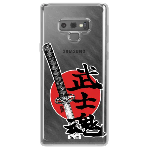 a sword with a red circle and hieroglyph Samsung Note 9 Clear TPU Case