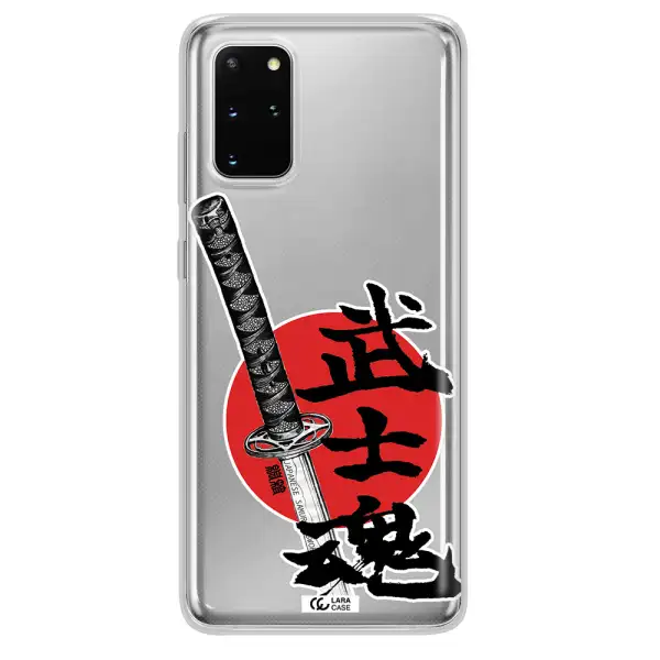 a sword with a red circle and hieroglyph Samsung S 20 Plus Clear TPU Case