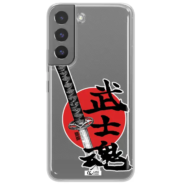 a sword with a red circle and hieroglyph Samsung S 22 Plus Clear TPU Case