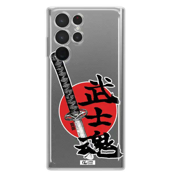 a sword with a red circle and hieroglyph Samsung S 22 Ultra Clear TPU Case