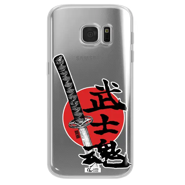 a sword with a red circle and hieroglyph Samsung S 7 Clear TPU Case