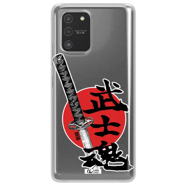 a sword with a red circle and hieroglyph Samsung S10 Lite Clear TPU Case